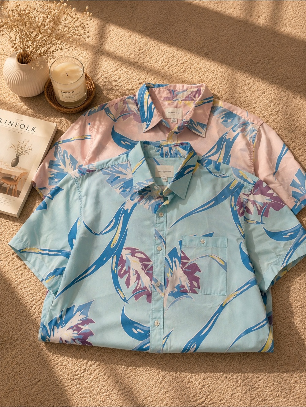 American Eagle OutfittersTropical Short-Sleeve Button-Up Shirt bundle